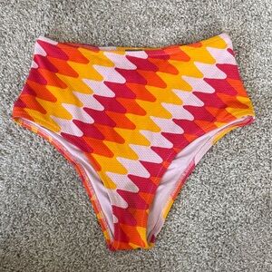 aerie High-Waist Bikini Bottoms in Pink, Orange & Red